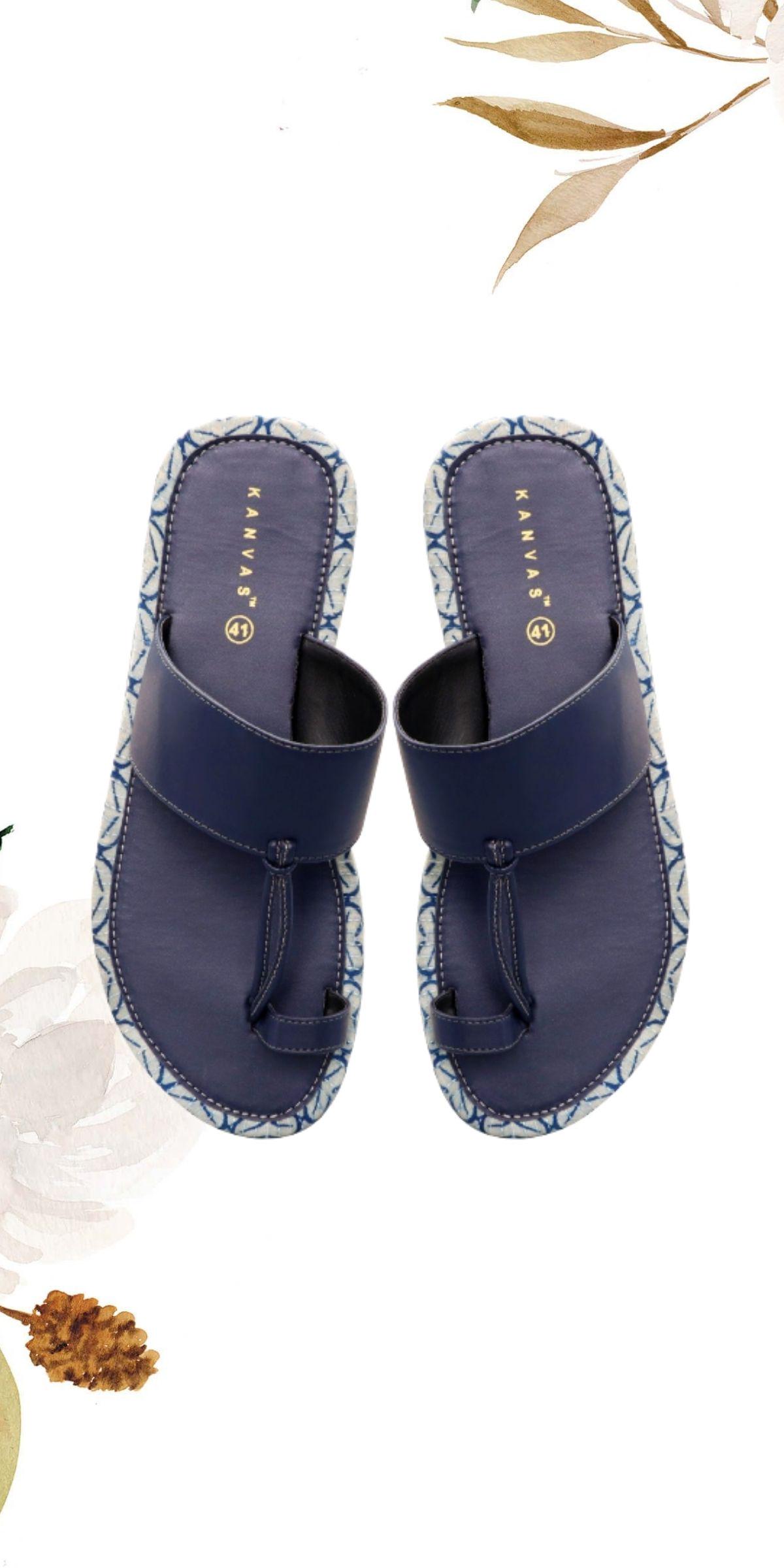 Blue Dabu Print Kolhapuri Chappals • Shreya • HYPD