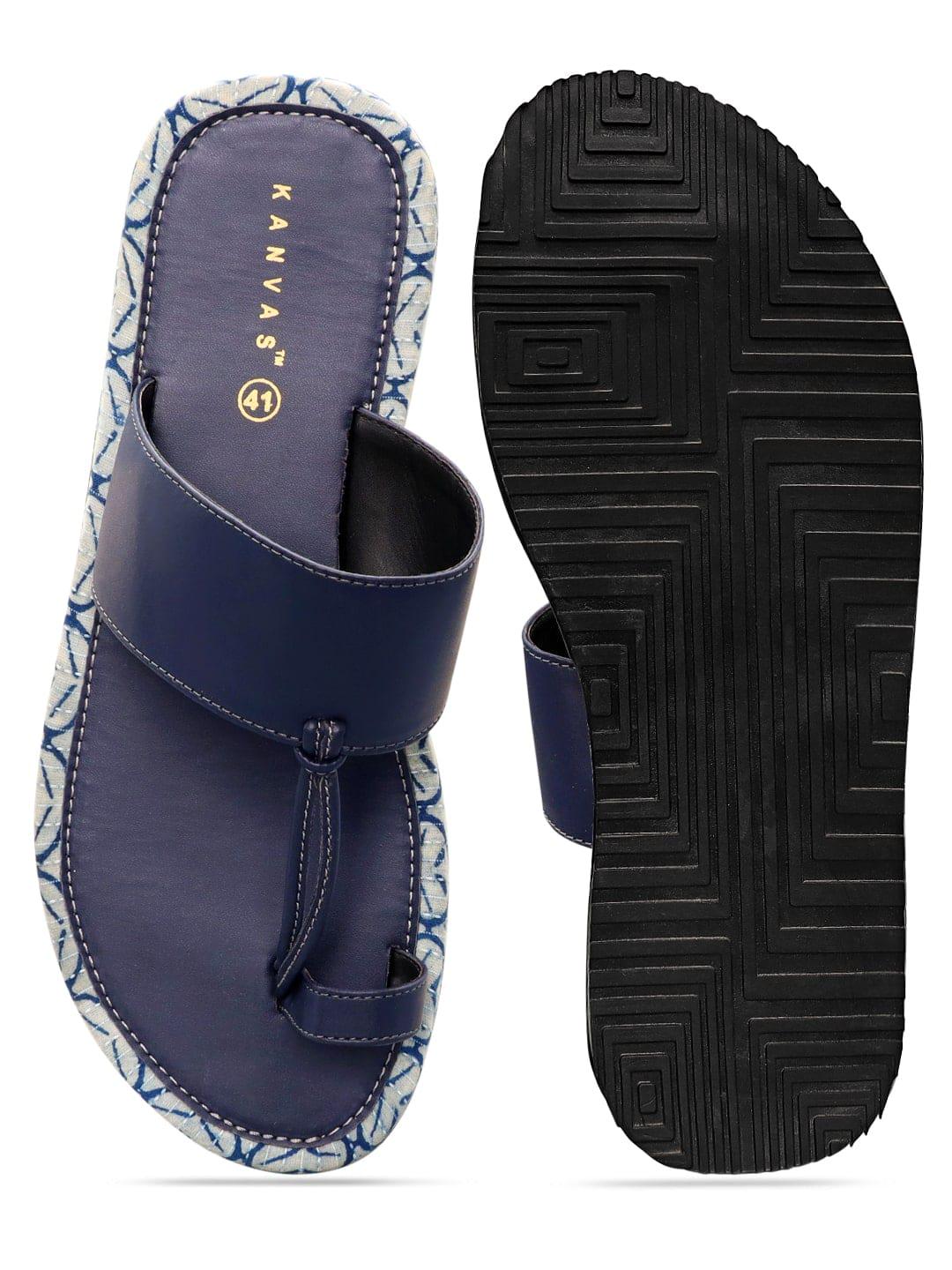 Blue Dabu Print Kolhapuri Chappals Blue Dabu Print Kolhapuri Chappals • Shreya • HYPD main image 3