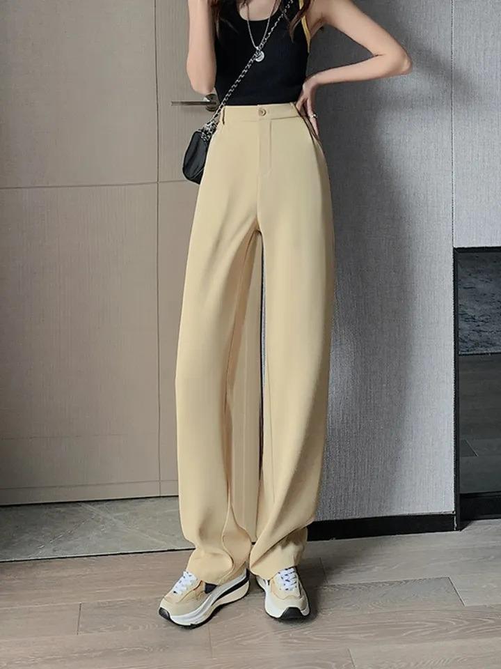 Anti-Wrinkle Flat front korean pants by High-Buy-Green